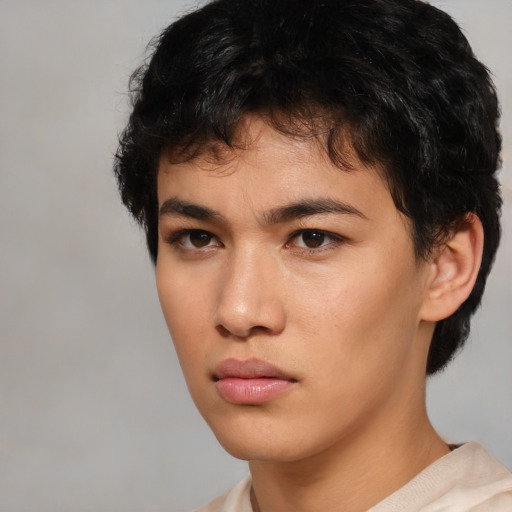 Neutral latino young-adult male with short  brown hair and brown eyes