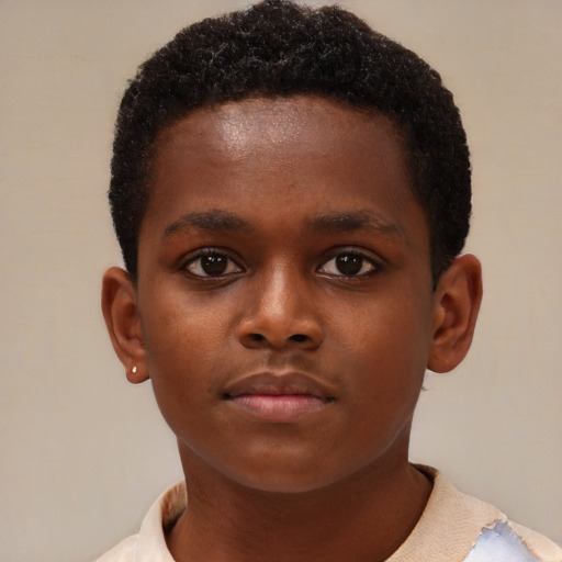 Neutral black child male with short  brown hair and brown eyes