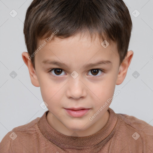 Neutral white child male with short  brown hair and brown eyes