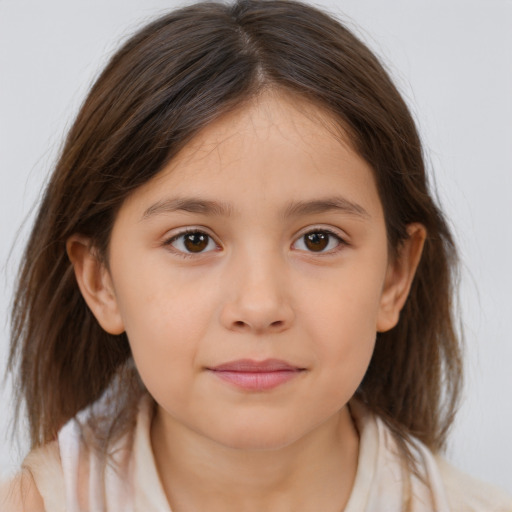 Neutral white child female with medium  brown hair and brown eyes