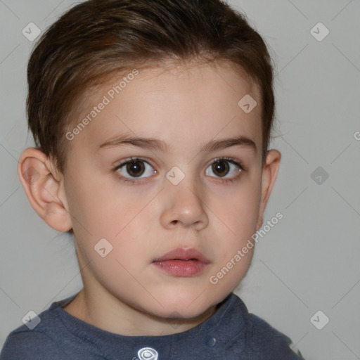 Neutral white child female with short  brown hair and brown eyes