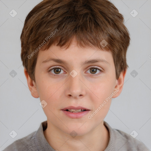 Neutral white child male with short  brown hair and brown eyes