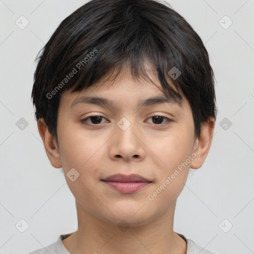 Neutral asian young-adult male with short  brown hair and brown eyes