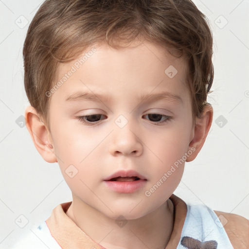 Neutral white child male with short  brown hair and brown eyes