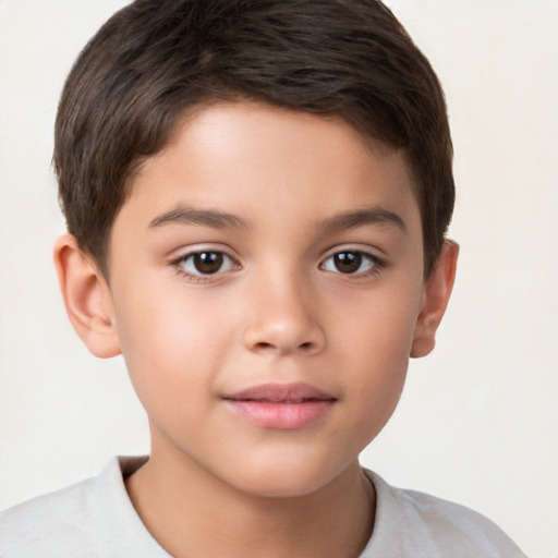 Neutral white child male with short  brown hair and brown eyes