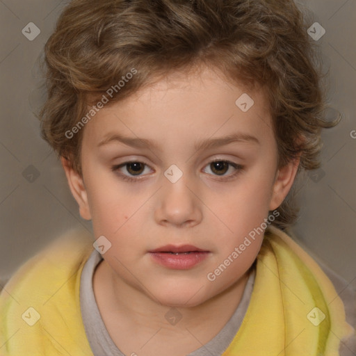 Neutral white child female with short  brown hair and brown eyes