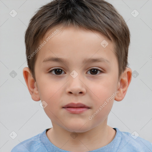 Neutral white child male with short  brown hair and brown eyes