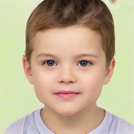 Neutral white child male with short  brown hair and brown eyes