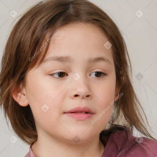 Neutral white child female with medium  brown hair and brown eyes