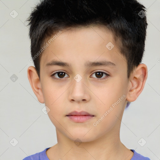 Neutral white child male with short  brown hair and brown eyes