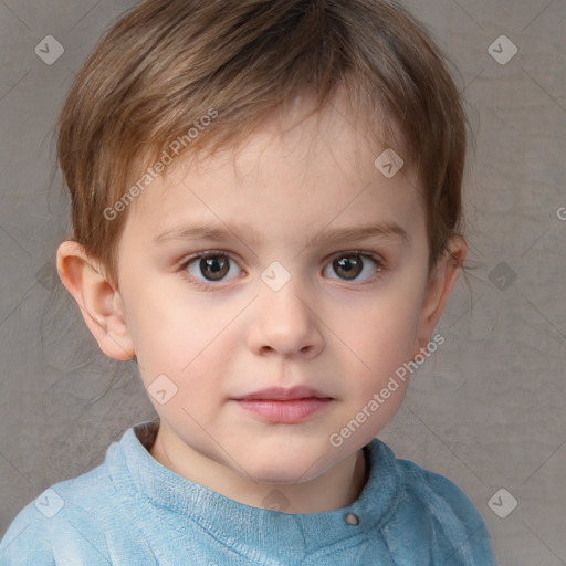 Neutral white child male with short  brown hair and brown eyes