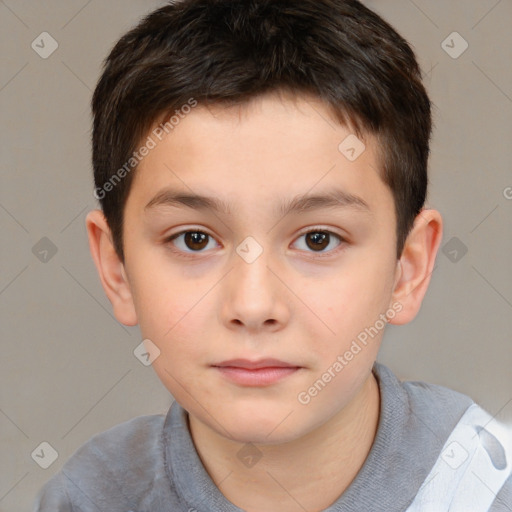 Neutral white child male with short  brown hair and brown eyes