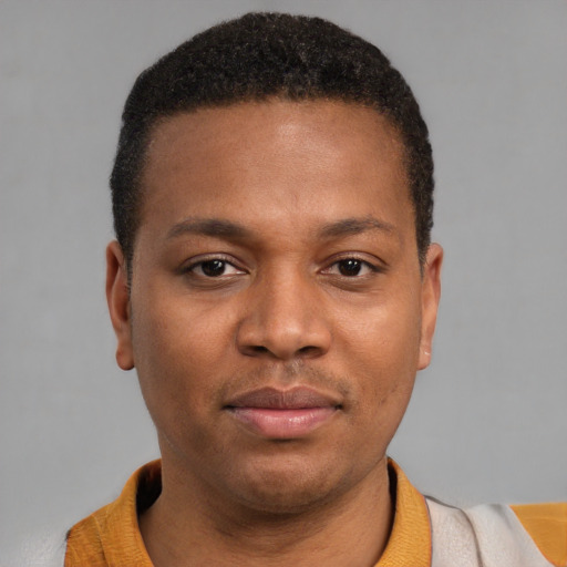 Neutral latino young-adult male with short  brown hair and brown eyes