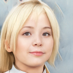 Neutral white child female with medium  blond hair and brown eyes