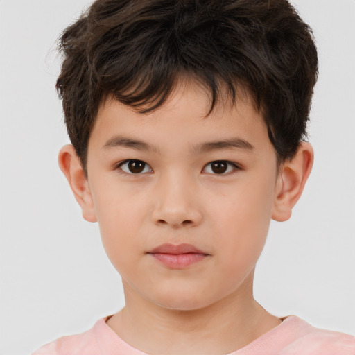 Neutral white child male with short  brown hair and brown eyes
