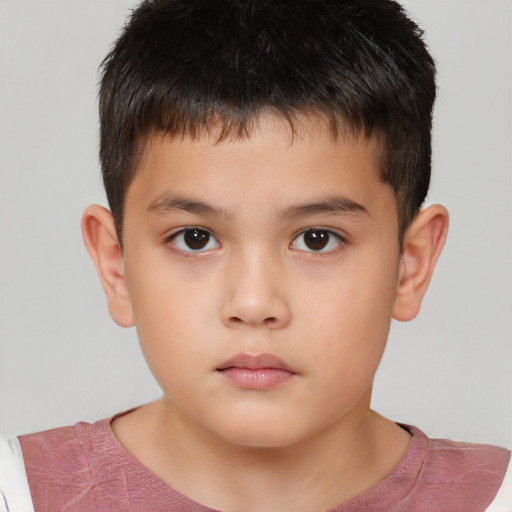 Neutral white child male with short  brown hair and brown eyes