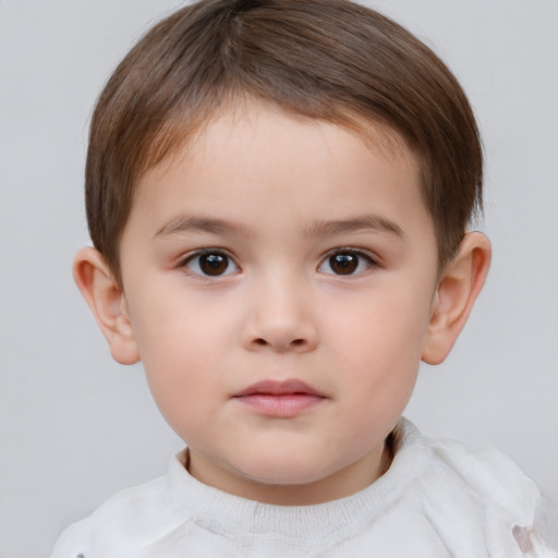 Neutral white child female with short  brown hair and brown eyes