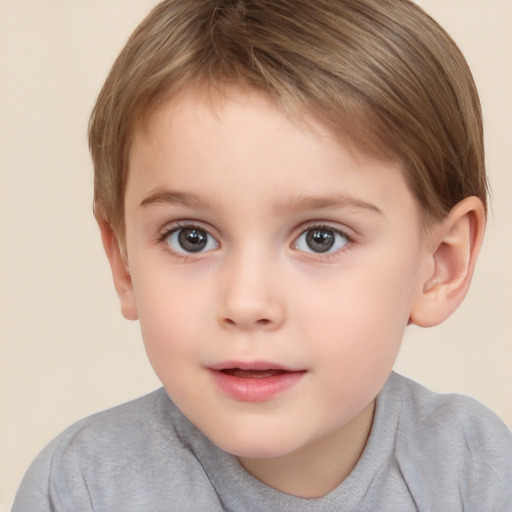 Neutral white child male with short  brown hair and brown eyes