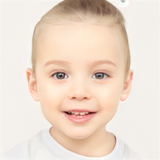 Joyful white child female with short  brown hair and brown eyes