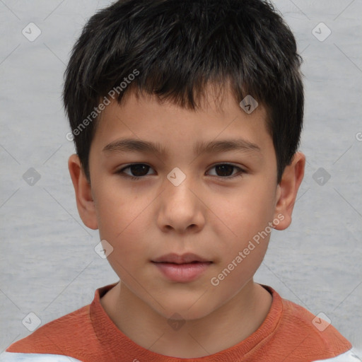 Neutral white child male with short  brown hair and brown eyes