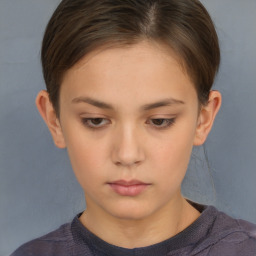 Neutral white young-adult female with short  brown hair and brown eyes