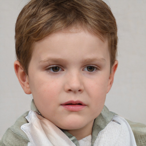 Neutral white child male with short  brown hair and blue eyes