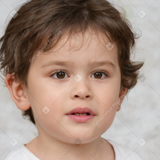 Neutral white child male with short  brown hair and brown eyes