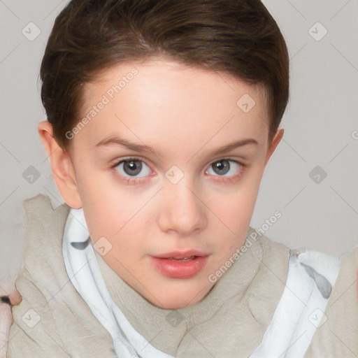 Neutral white child female with medium  brown hair and brown eyes