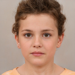 Neutral white child female with short  brown hair and brown eyes