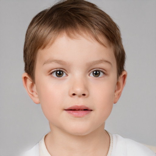 Neutral white child male with short  brown hair and brown eyes