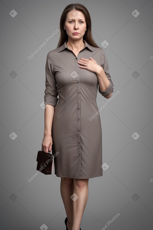 Russian 45 years female with  brown hair