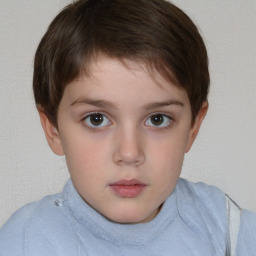 Neutral white child female with short  brown hair and brown eyes