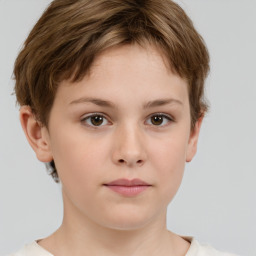 Neutral white child female with short  brown hair and brown eyes