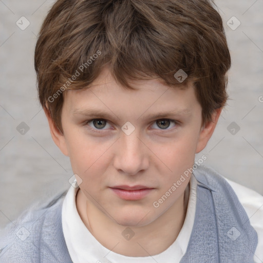 Neutral white child male with short  brown hair and brown eyes