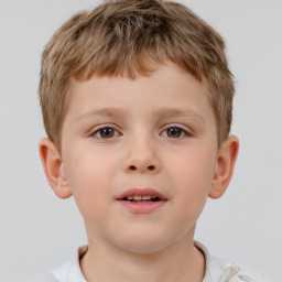 Neutral white child male with short  brown hair and brown eyes