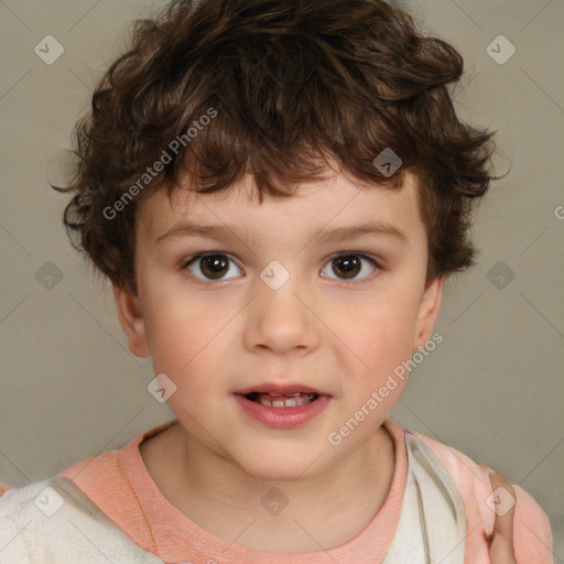 Neutral white child male with short  brown hair and brown eyes