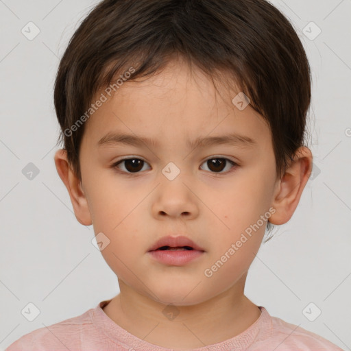 Neutral white child male with short  brown hair and brown eyes