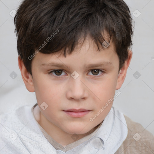 Neutral white child male with short  brown hair and brown eyes