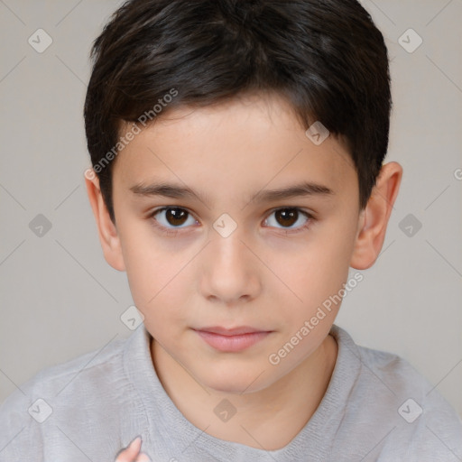 Neutral white child male with short  brown hair and brown eyes