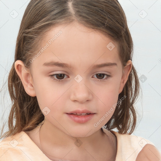 Neutral white child female with medium  brown hair and brown eyes