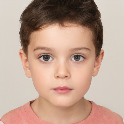 Neutral white child male with short  brown hair and brown eyes