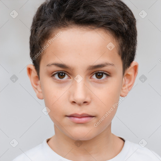 Neutral white child male with short  brown hair and brown eyes