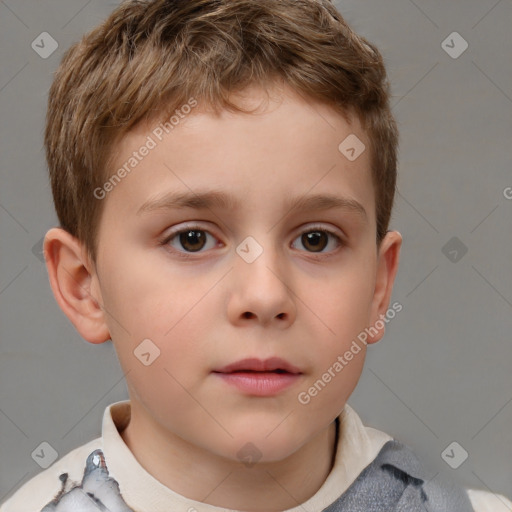 Neutral white child male with short  brown hair and brown eyes