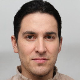 Neutral white adult male with short  brown hair and brown eyes