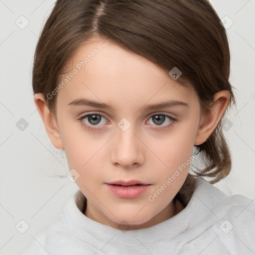 Neutral white child female with medium  brown hair and brown eyes