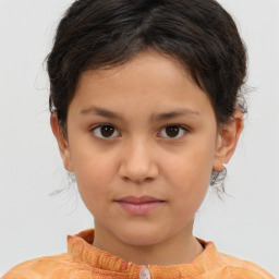 Neutral white child female with short  brown hair and brown eyes