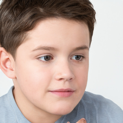 Neutral white child male with short  brown hair and brown eyes