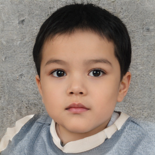 Neutral asian child male with short  brown hair and brown eyes