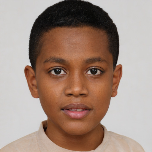 Neutral black child male with short  brown hair and brown eyes