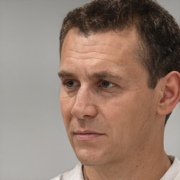 Neutral white adult male with short  brown hair and brown eyes